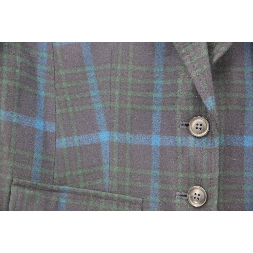 Pendleton Womens 12 Virgin Wool Blazer Jacket 1965 Plaid Green Blue Academia - Picture 9 of 16